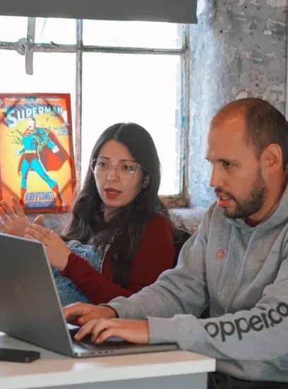 Founders collaborating on a project